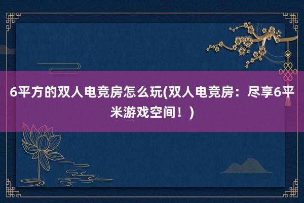 6平方的双人电竞房怎么玩(双人电竞房：尽享6平米游戏空间！)