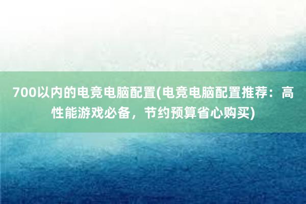 700以内的电竞电脑配置(电竞电脑配置推荐：高性能游戏必备，节约预算省心购买)