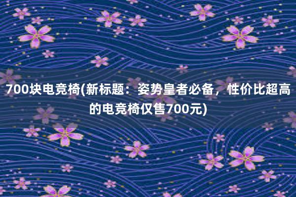 700块电竞椅(新标题：姿势皇者必备，性价比超高的电竞椅仅售700元)