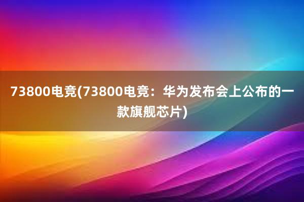 73800电竞(73800电竞：华为发布会上公布的一款旗舰芯片)