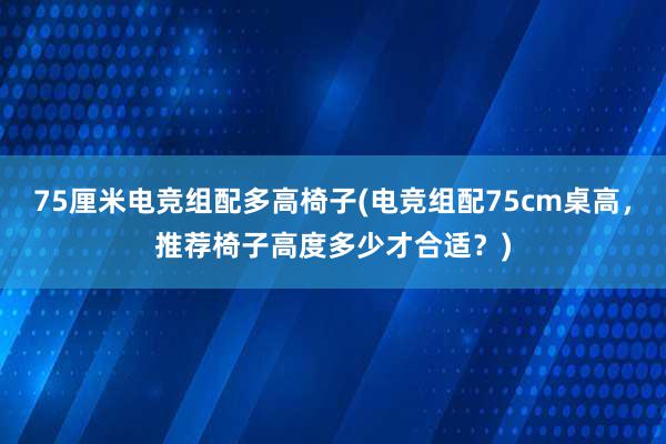 75厘米电竞组配多高椅子(电竞组配75cm桌高，推荐椅子高度多少才合适？)