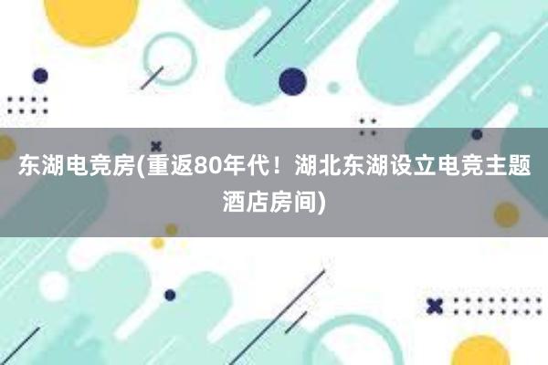 东湖电竞房(重返80年代！湖北东湖设立电竞主题酒店房间)