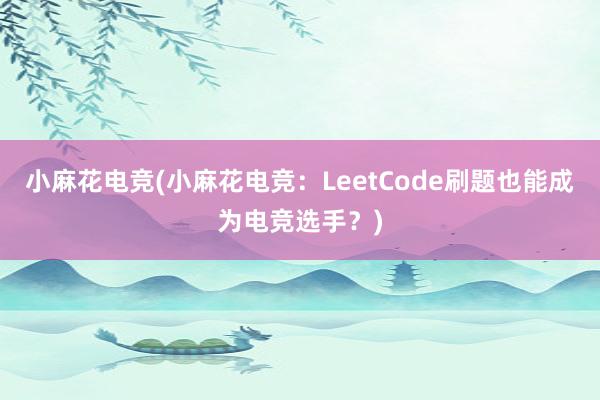 小麻花电竞(小麻花电竞：LeetCode刷题也能成为电竞选手？)