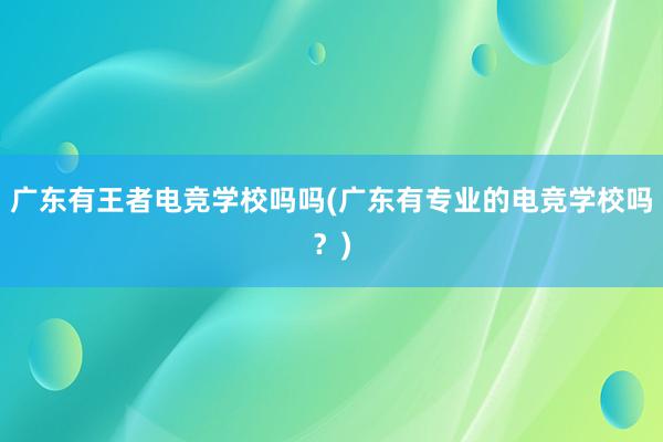 广东有王者电竞学校吗吗(广东有专业的电竞学校吗？)