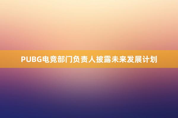 PUBG电竞部门负责人披露未来发展计划