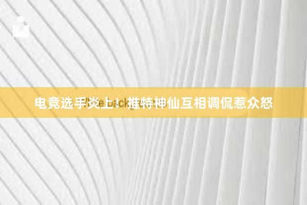 电竞选手炎上！推特神仙互相调侃惹众怒