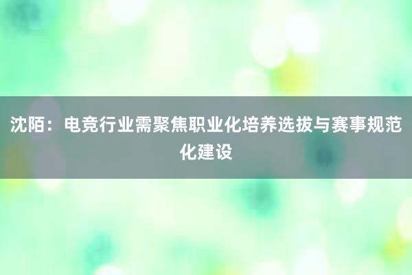 沈陌：电竞行业需聚焦职业化培养选拔与赛事规范化建设