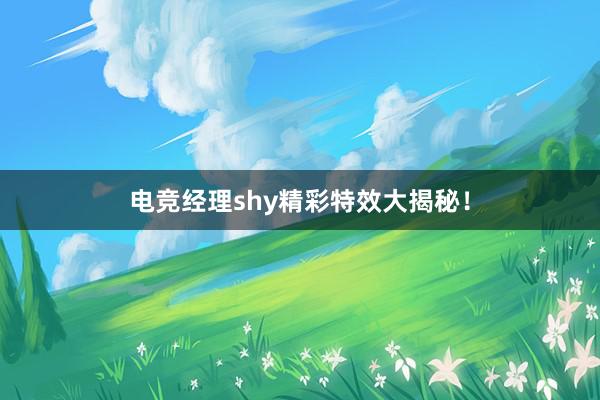 电竞经理shy精彩特效大揭秘！