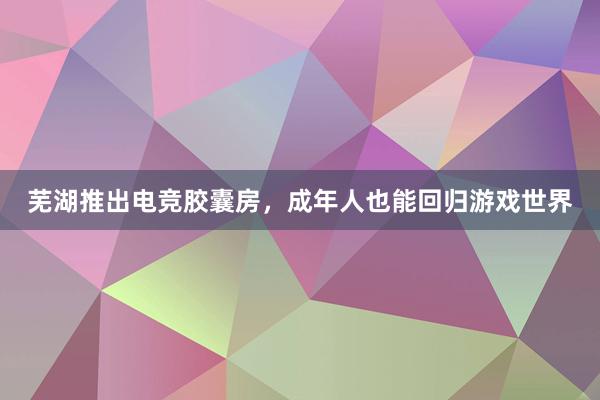 芜湖推出电竞胶囊房，成年人也能回归游戏世界