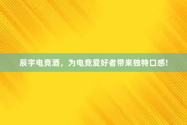 辰宇电竞酒，为电竞爱好者带来独特口感!